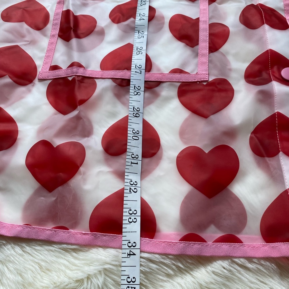 Lazy Oaf See Through Heart Mac Translucent Rain Jacket Oversize Size L / XXL fit - Picture 8 of 17